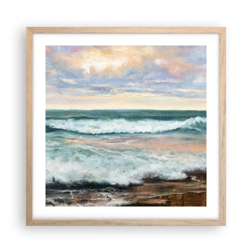 Plakat i ramme af lyst egetræ - Her vil du glatte din sjæl - 50x50 cm