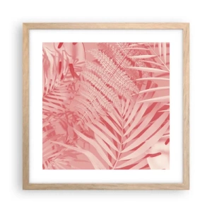 Plakat i ramme af lyst egetræ - Lyserødt koncept - 40x40 cm