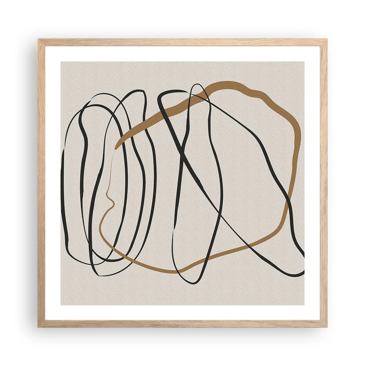 Plakat i ramme af lyst egetræ - Komposition - dans i besiddelse - 60x60 cm