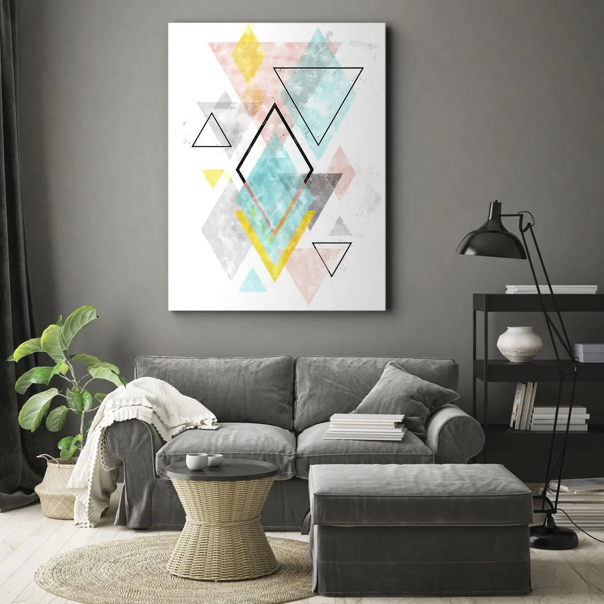 Lærredstryk - Billede på lærred - Geometrisk leg - 50x70 cm