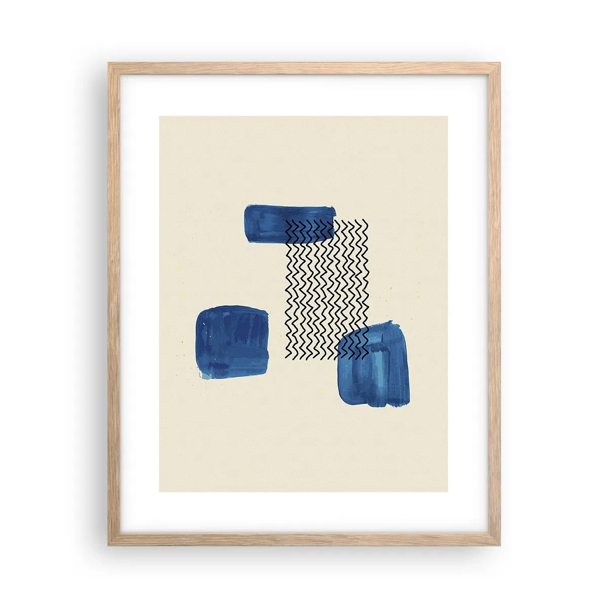 Plakat i ramme af lyst egetræ - Abstrakt kvartet - 40x50 cm