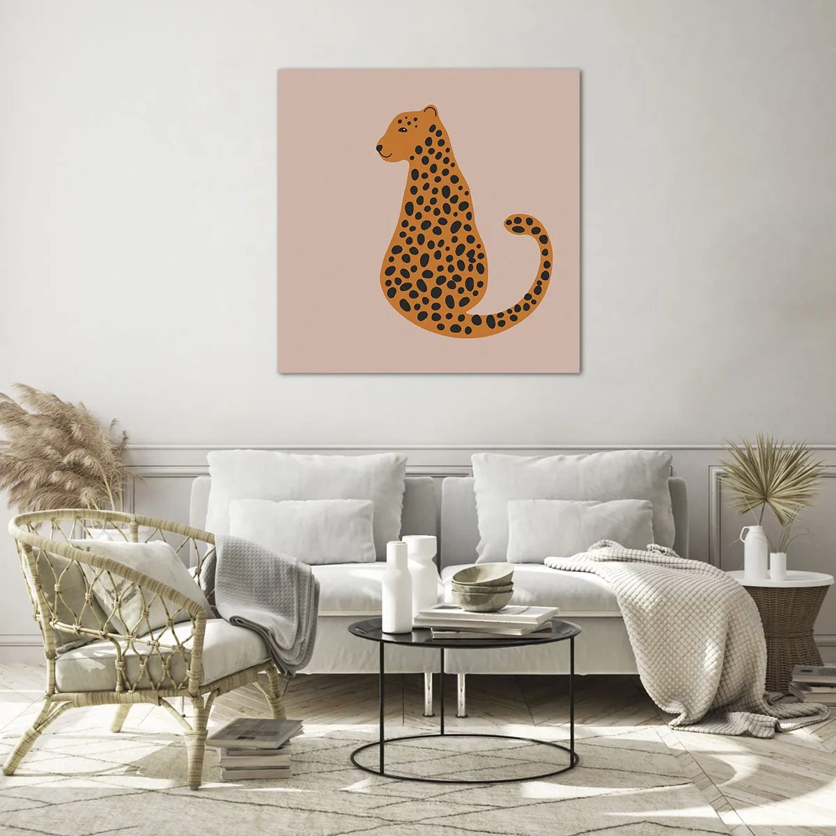 Billede på glas - Leopardprint er et moderigtigt mønster - 30x30 cm