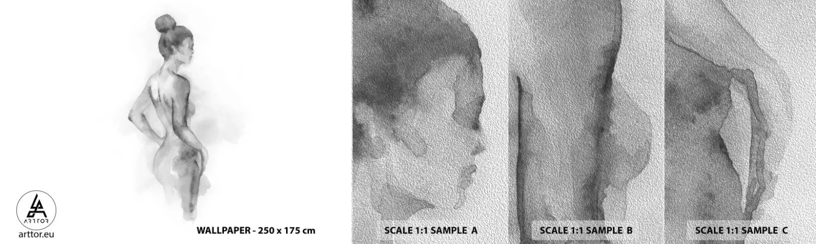 Prøve Fototapet Premium Sand - Smukt som et maleri - Kvinde, Legeme, Grafik - 100x30 cm