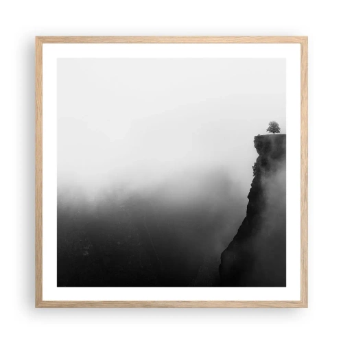 Plakat i ramme af lyst egetræ - På kanten af verden - 60x60 cm