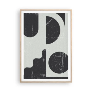 Plakat i ramme af lyst egetræ - Komposition over og under - 70x100 cm