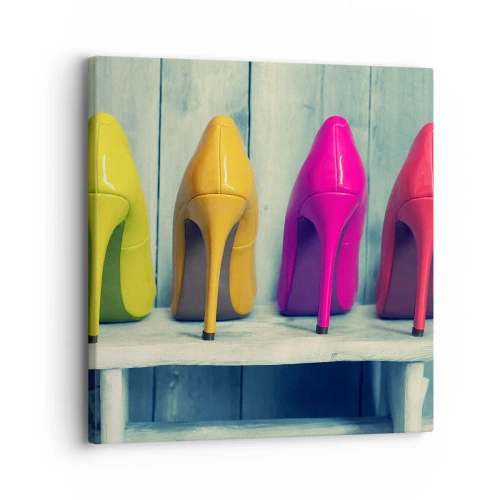 Lærredstryk - Billede på lærred - Gå på en regnbue - 30x30 cm