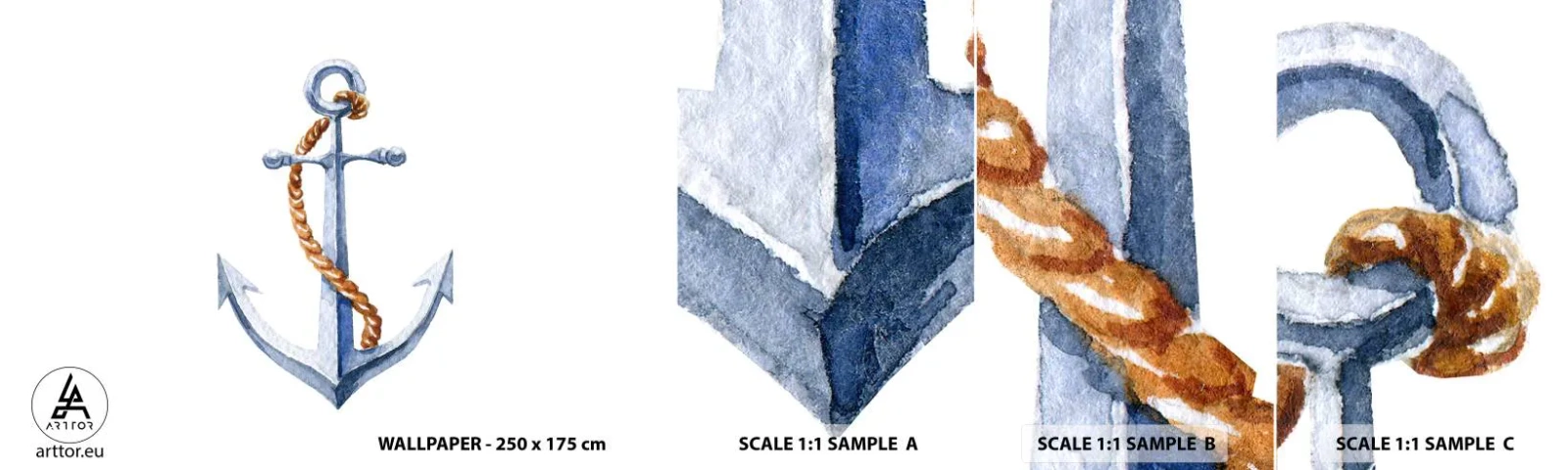 Prøve Fototapet Selvklæbende Deluxe Sticker - Ahoj eventyr! - Anker, Hobby, sejlads - 100x30 cm