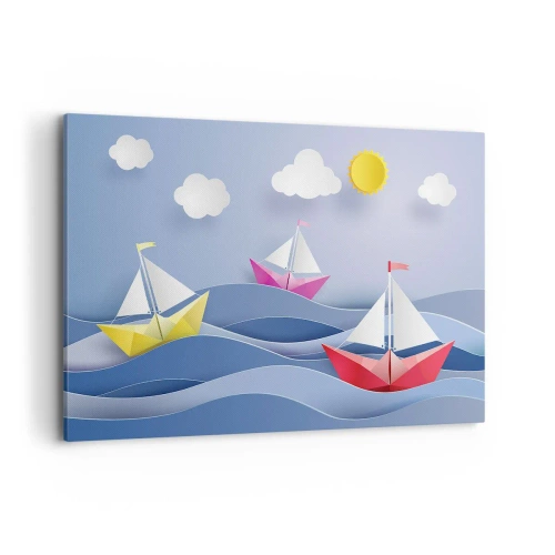 Lærredstryk - Billede på lærred - Ah, hvor dejligt at svinge sig mellem bølgerne - 120x80 cm