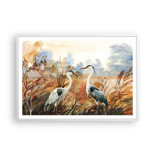 Plakat i hvid ramme - Hvor skal vi hen om efteråret? - 100x70 cm