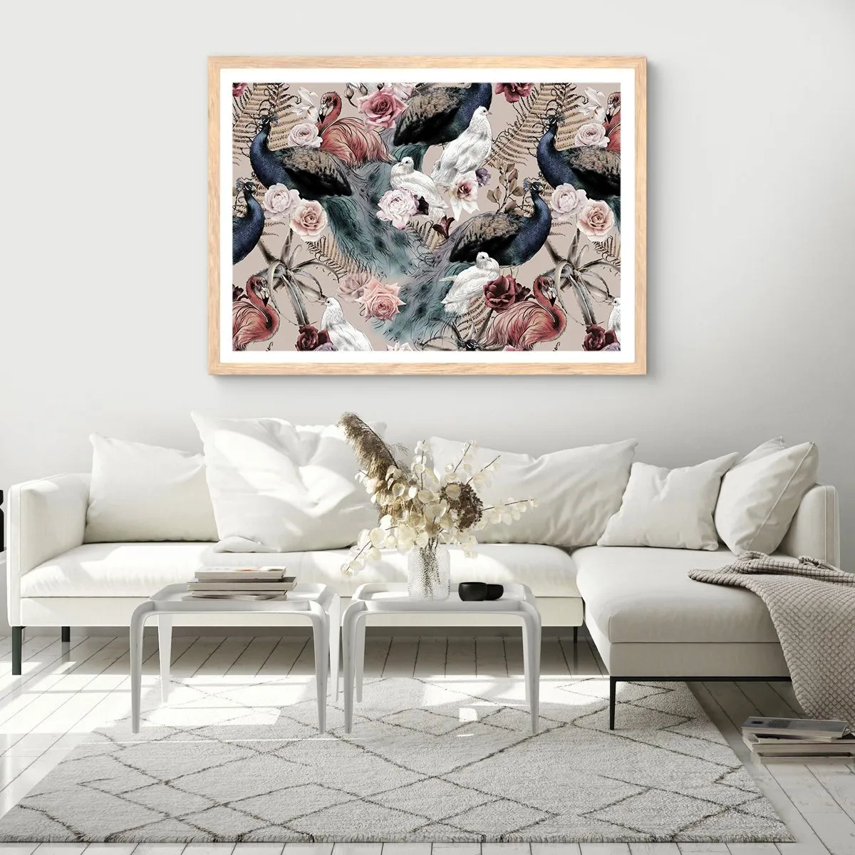 Plakat i ramme af lyst egetræ - I paladsets have - 50x40 cm