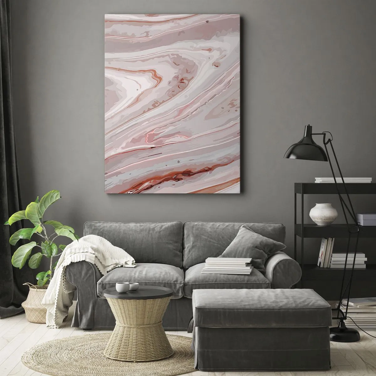Lærredstryk - Billede på lærred - Flydende lyserødt - 50x70 cm