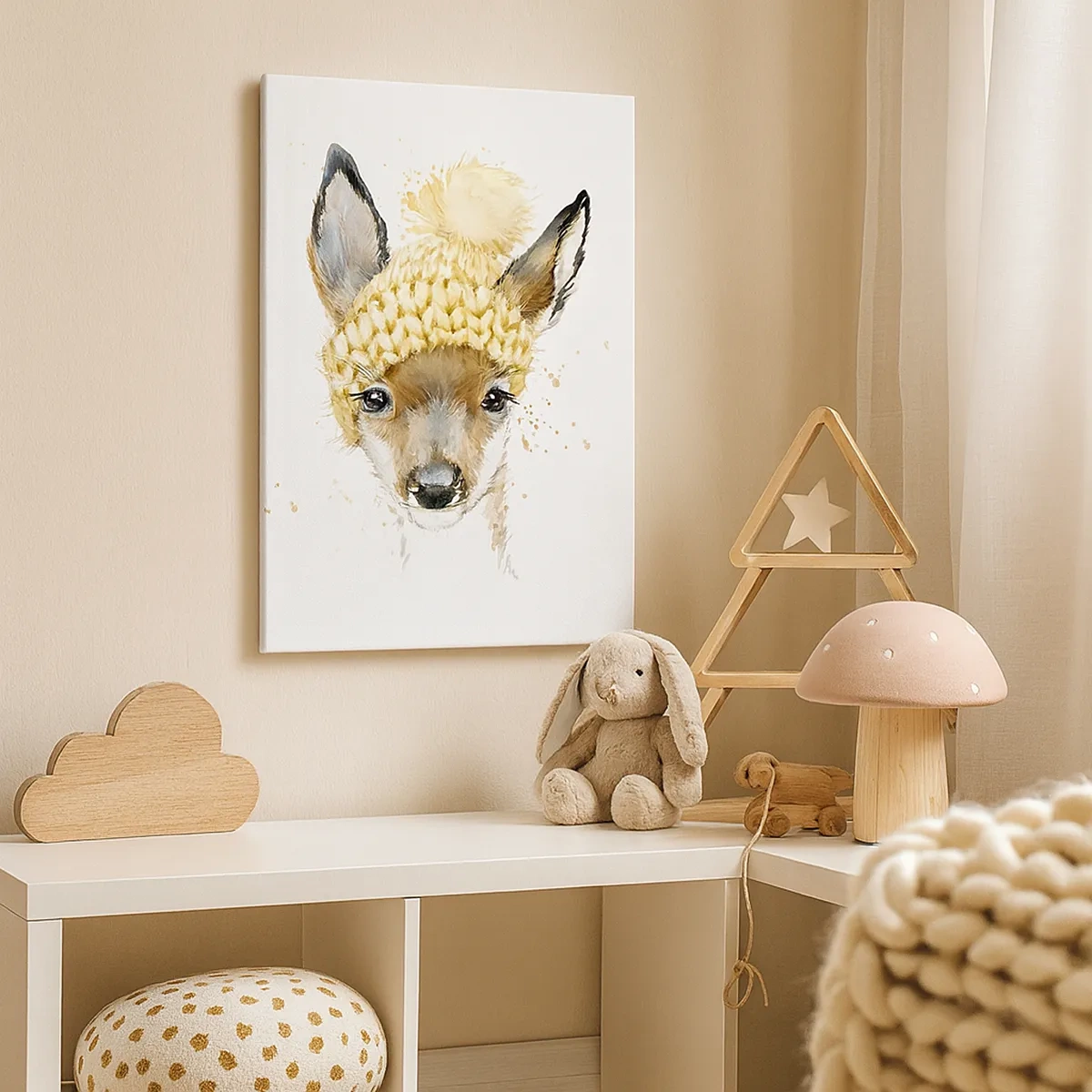 Lærredstryk - Billede på lærred - Til vinter i en sneklædt skov - 50x70 cm