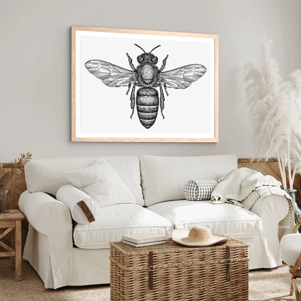 Plakat i ramme af lyst egetræ - Portræt af et insekt - 40x30 cm