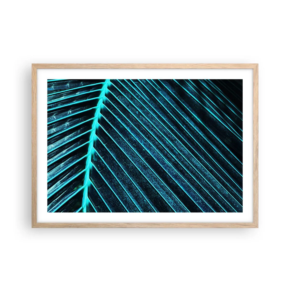 Plakat i ramme af lyst egetræ - Tekstur af grønt - 70x50 cm