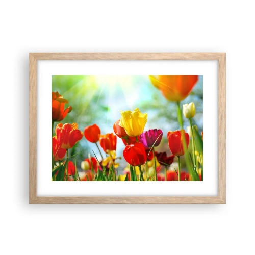 Plakat i ramme af lyst egetræ - Alle solens farver - 40x30 cm