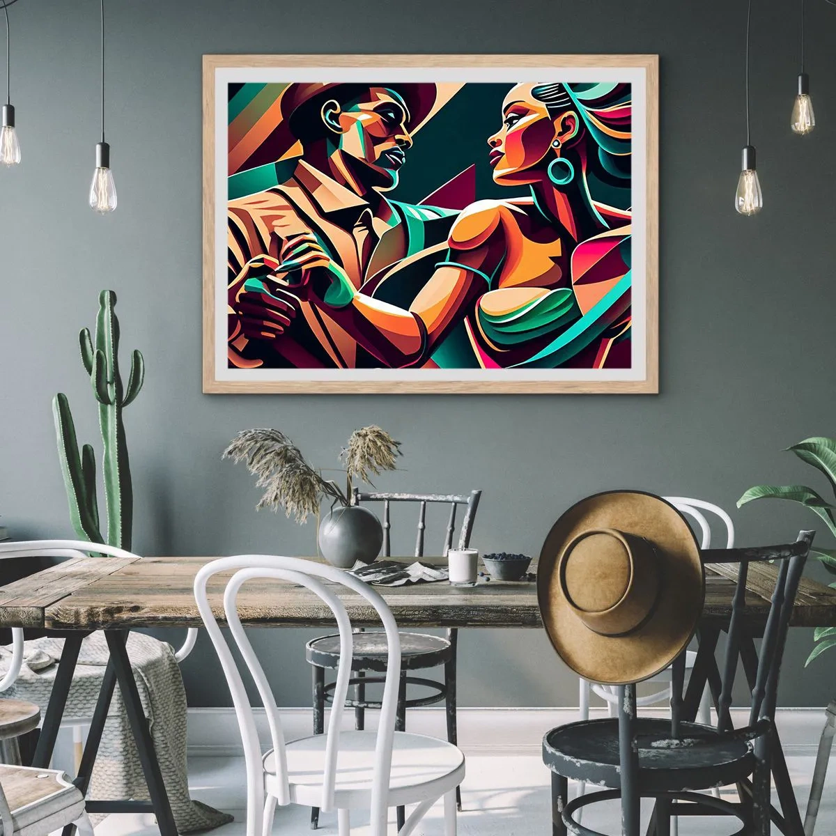 Plakat i ramme af lyst egetræ - I hjertets rytme - 91x61 cm