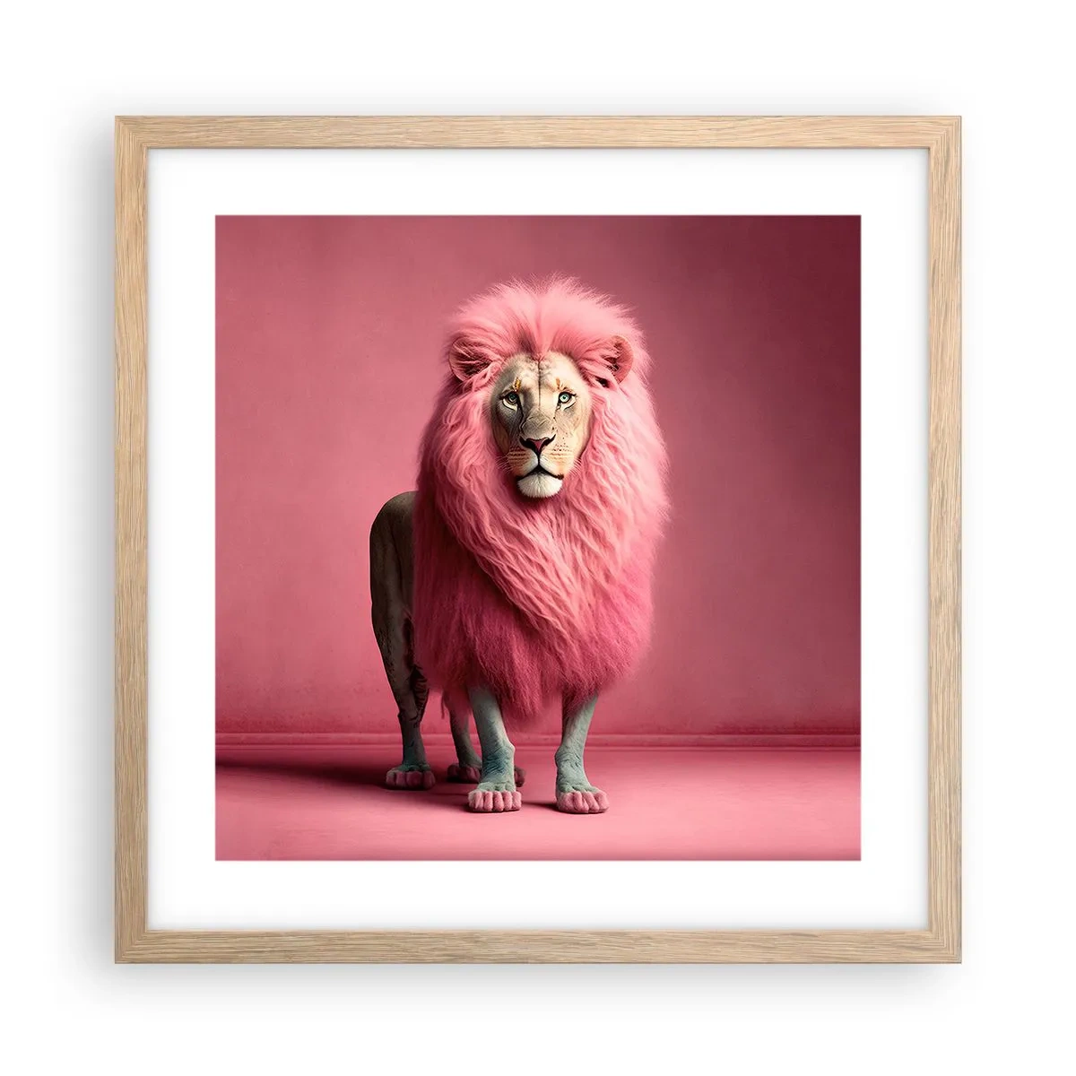 Plakat i ramme af lyst egetræ - Og du er ikke længere bange - 40x40 cm