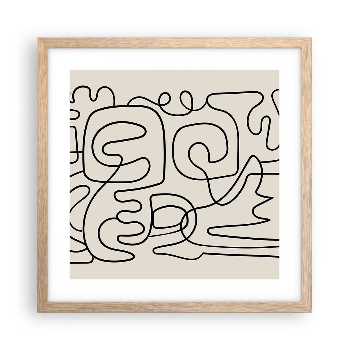 Plakat i ramme af lyst egetræ - På sporet - 40x40 cm