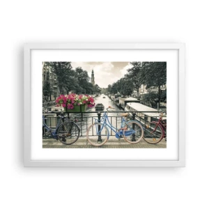 Plakat i hvid ramme - Farverne i Amsterdams gader - 40x30 cm