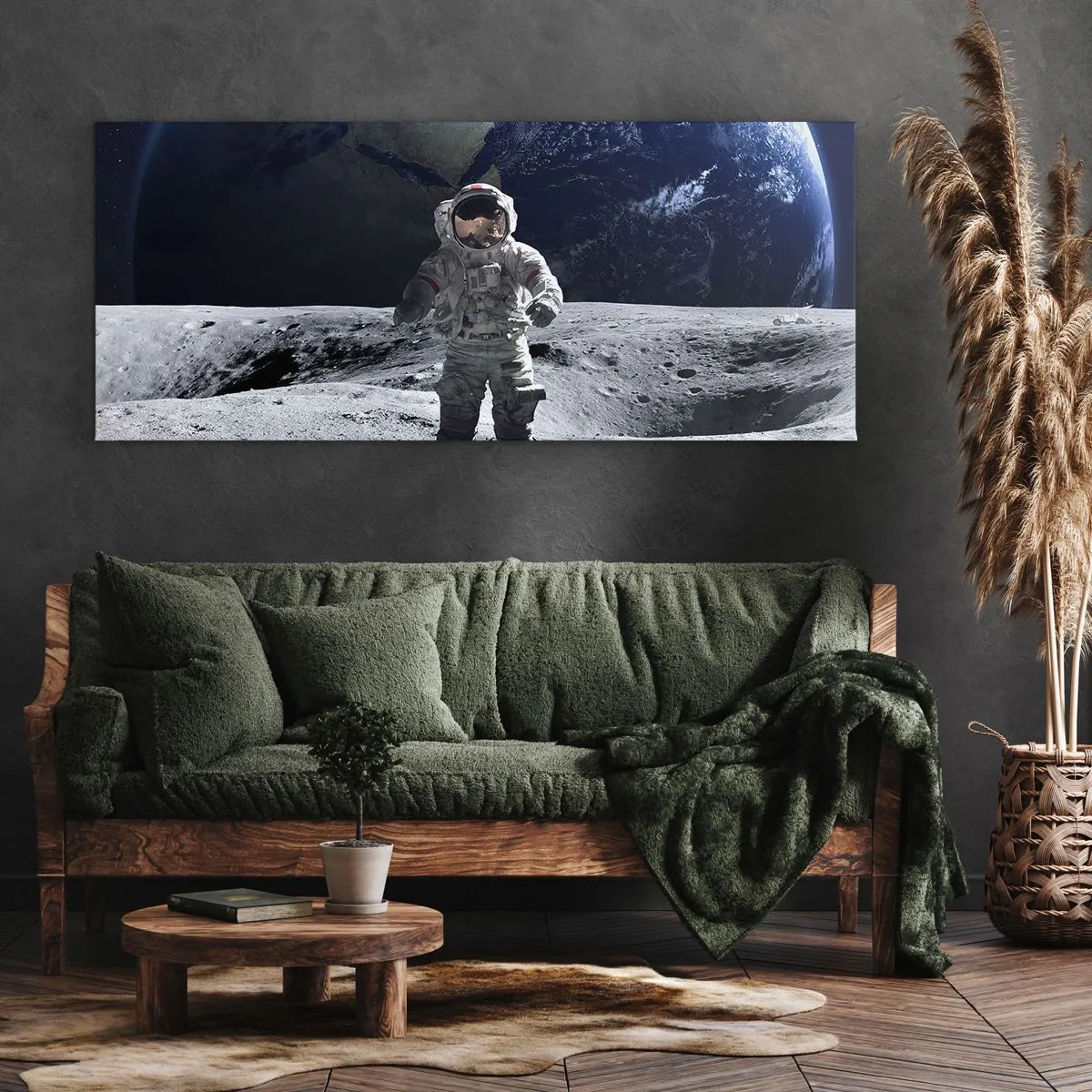 Lærredstryk - Billede på lærred - Hilsner fra månen - 100x40 cm