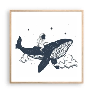 Plakat i ramme af lyst egetræ - Et kosmisk eventyr - 60x60 cm