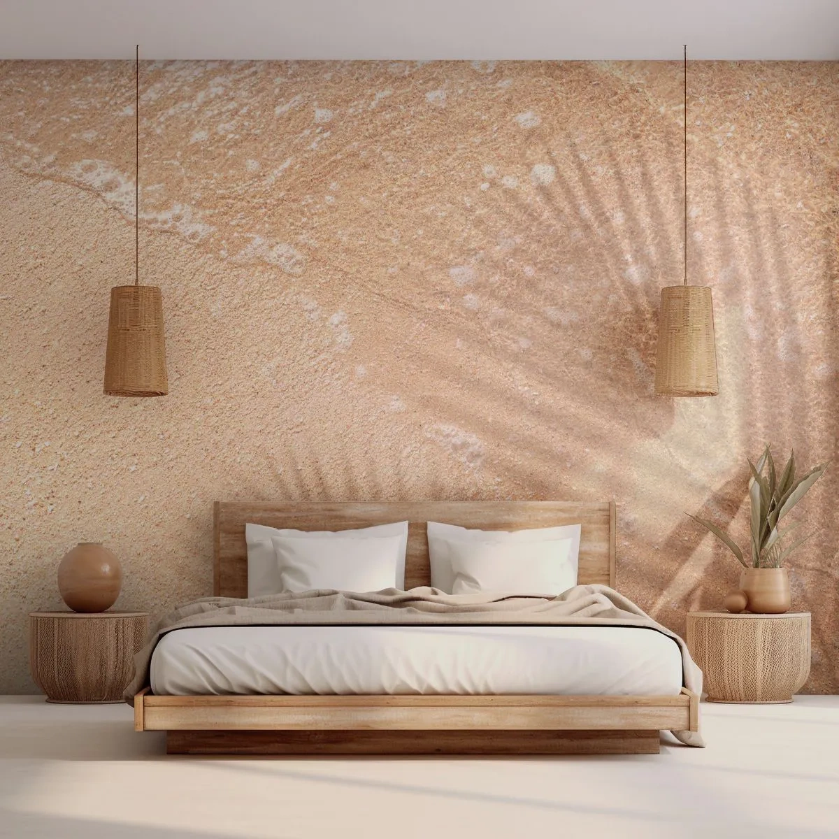 Fototapet Standard Eco - Skyggen af en varm sommer - Abstraktion, Sand På Stranden, Blade - 500x350 cm