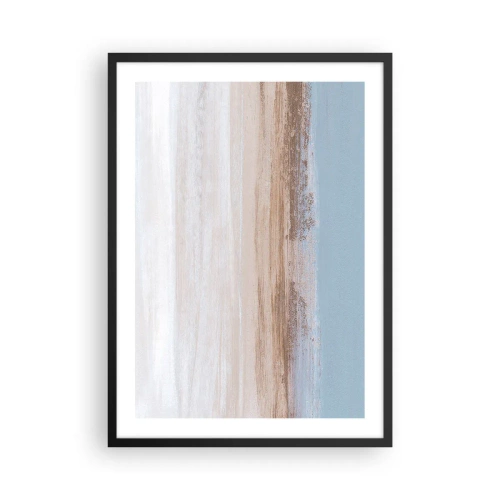 Plakat i sort ramme - Minimalistisk abstraktion i strandens og havets farver - 50x70cm - Tvetydigt landskab - Moderne vægdekoration til stue og soveværelse ARTTOR