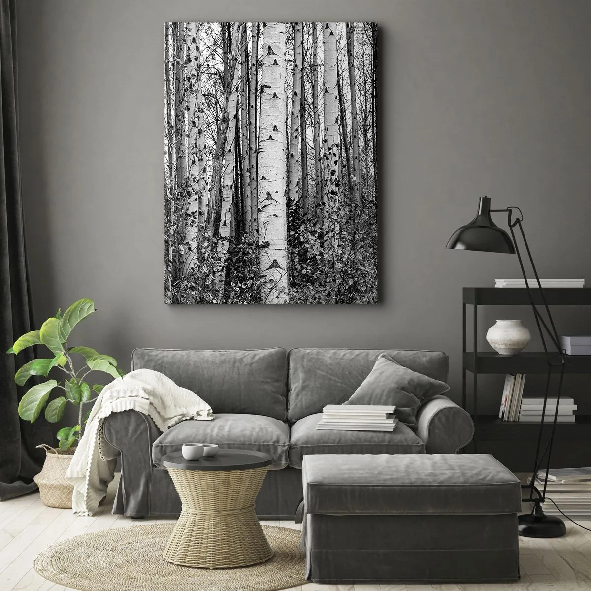 Lærredstryk - Billede på lærred - Kolonnade af birk - 50x70 cm