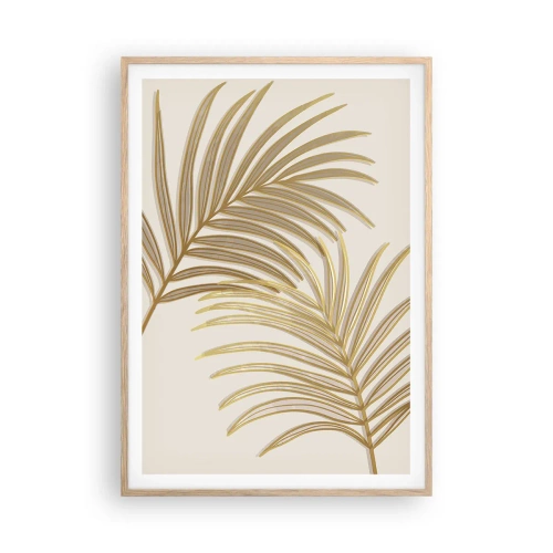 Plakat i ramme af lyst egetræ - Gylden palme! - 70x100 cm