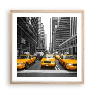 Plakat i ramme af lyst egetræ - Det er os, der farver byen - 50x50 cm