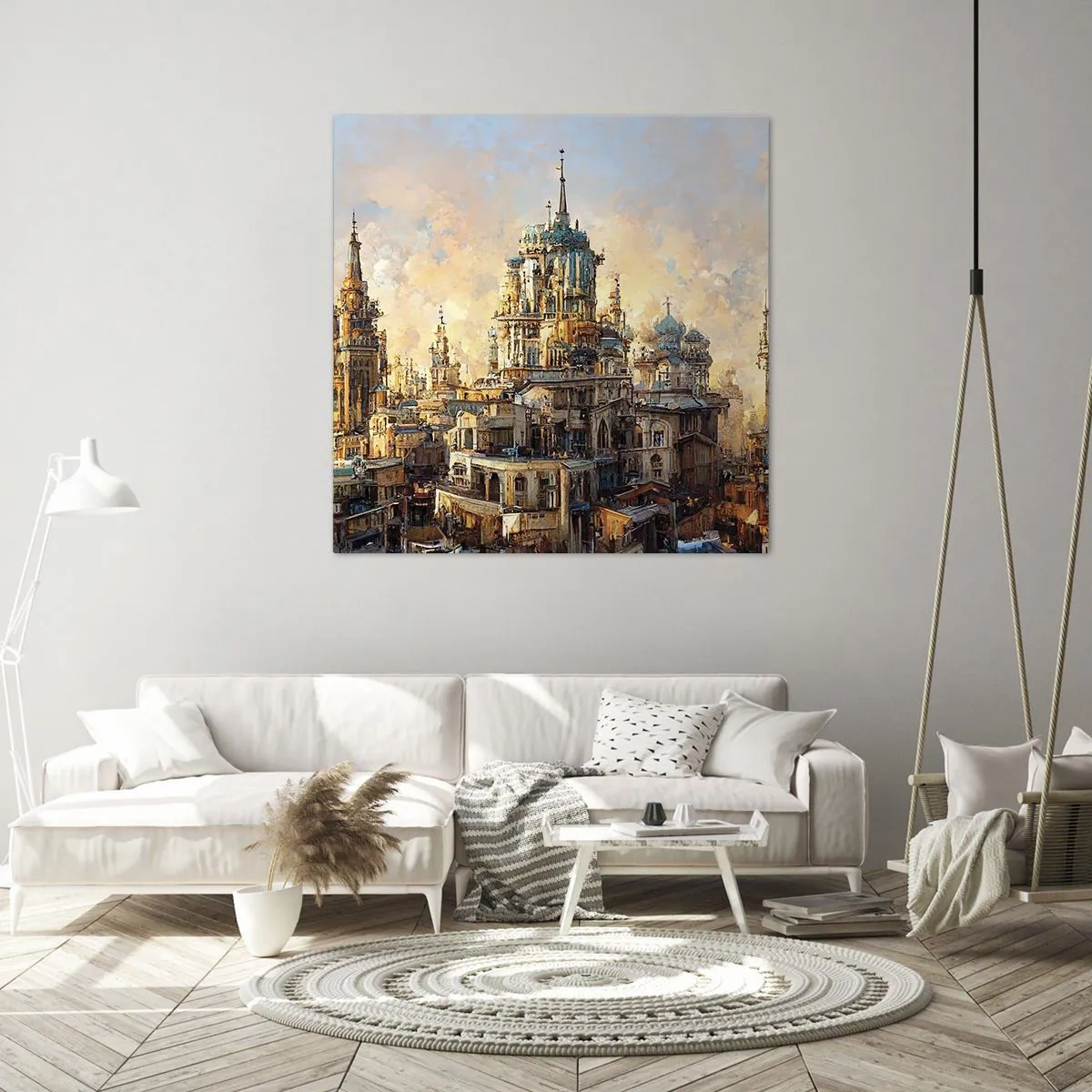 Lærredstryk - Billede på lærred - En by af byer - 70x70 cm