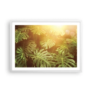 Plakat i hvid ramme - Træd ind i det grønne... - 70x50 cm