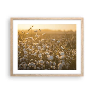 Plakat i ramme af lyst egetræ - Et luftigt felt - 50x40 cm