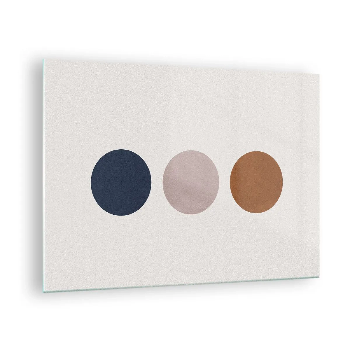 Billede på glas - En minimalistisk komposition af tre farverige cirkler - 70x50cm - Et symbol på perfektion - Moderne vægdekoration til stue og soveværelse ARTTOR