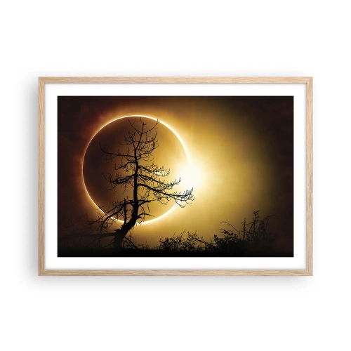 Plakat i ramme af lyst egetræ - Total formørkelse - 70x50 cm
