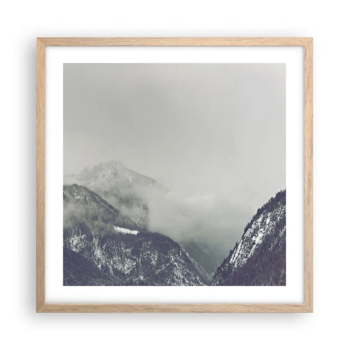 Plakat i ramme af lyst egetræ - Tåget dal - 50x50 cm