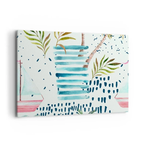 Lærredstryk - Billede på lærred - Ferie under palmerne - 120x80 cm