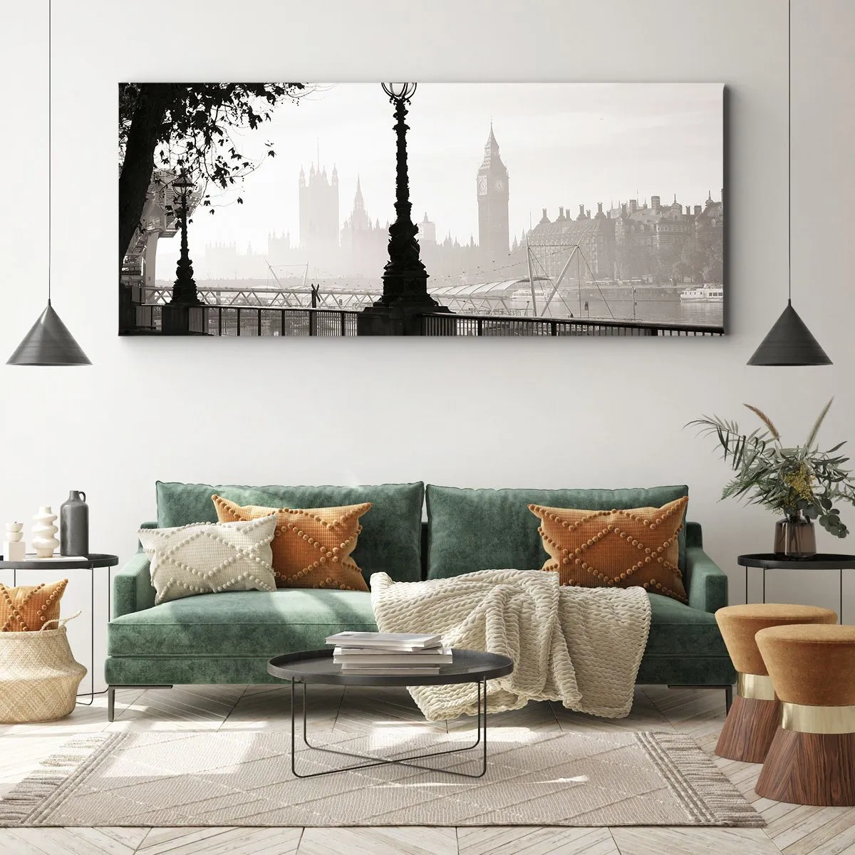 Lærredstryk - Billede på lærred - London morgen - 100x40 cm