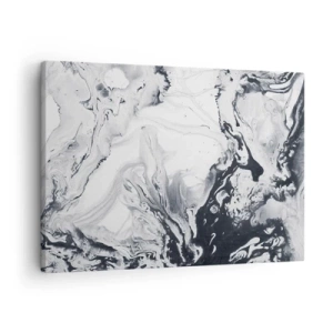 Lærredstryk - Billede på lærred - Monokromt abstrakt mønster med marmoreffekt - 70x50cm - Jordens indre - Moderne vægdekoration til stue og soveværelse ARTTOR