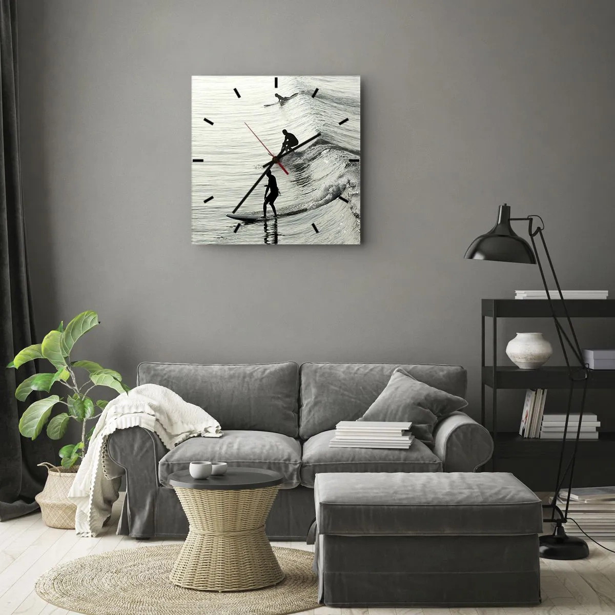 Vægur, Uret - Mødet med bølgen - 40x40 cm