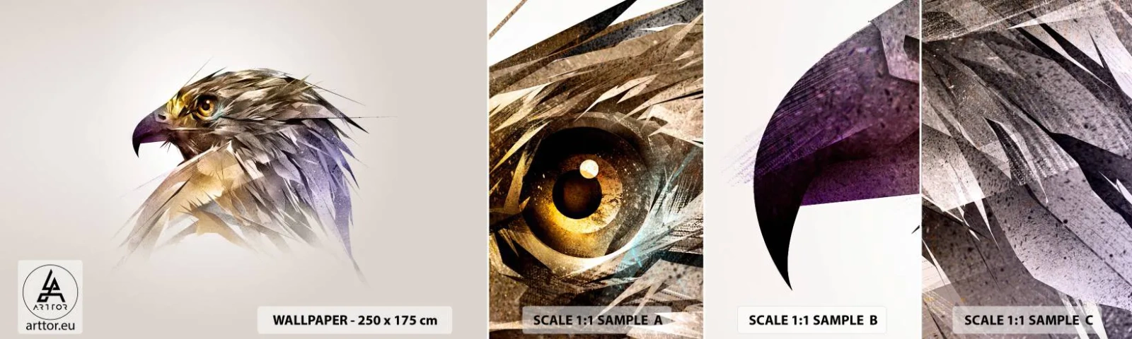 Prøve Fototapet Selvklæbende Deluxe Sticker - Portræt af en kriger - Abstraktion, Ørn, Fugl - 100x30 cm