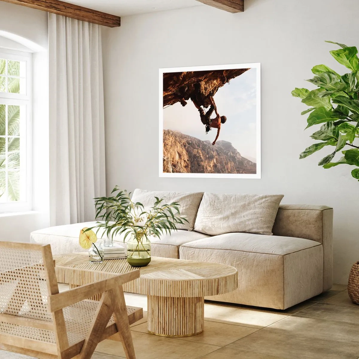 Plakat - Verden skrumpede ind i en håndfuld på en klippeskrænt - 50x50 cm