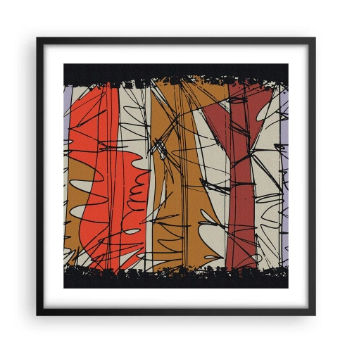 Plakat i sort ramme - Spontan komposition - 50x50 cm