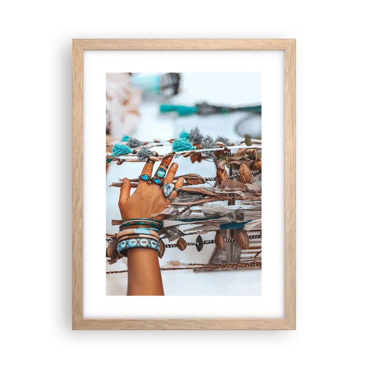 Plakat i ramme af lyst egetræ - Lokale skatte - 30x40 cm