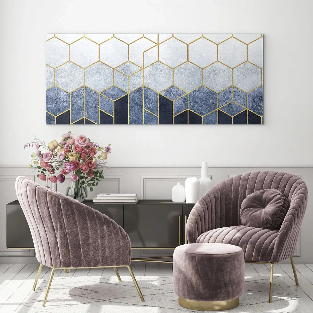 Billede på glas - Komposition i synkoperet rytme - 120x50 cm