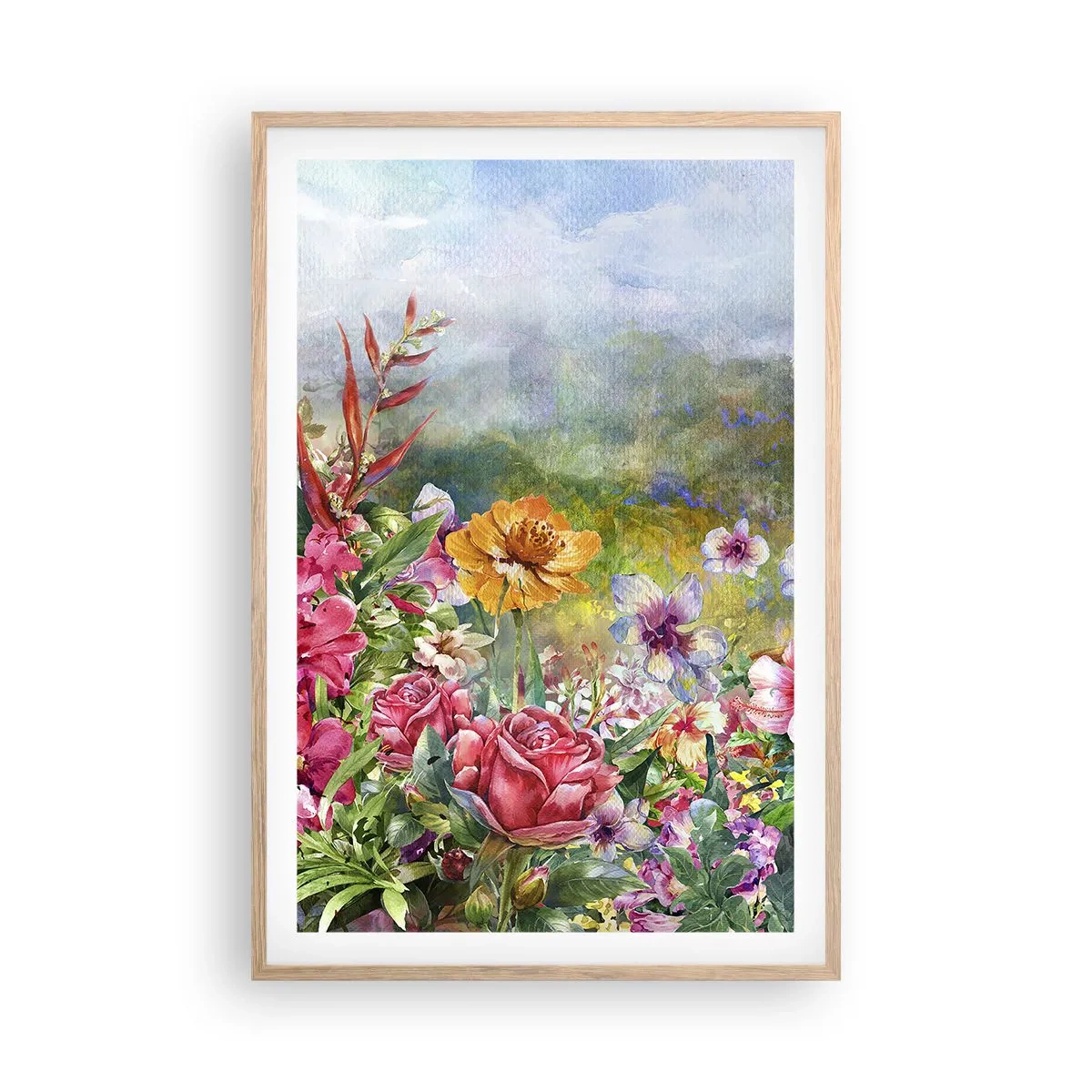 Plakat i ramme af lyst egetræ - En have, der er gået amok - 61x91 cm