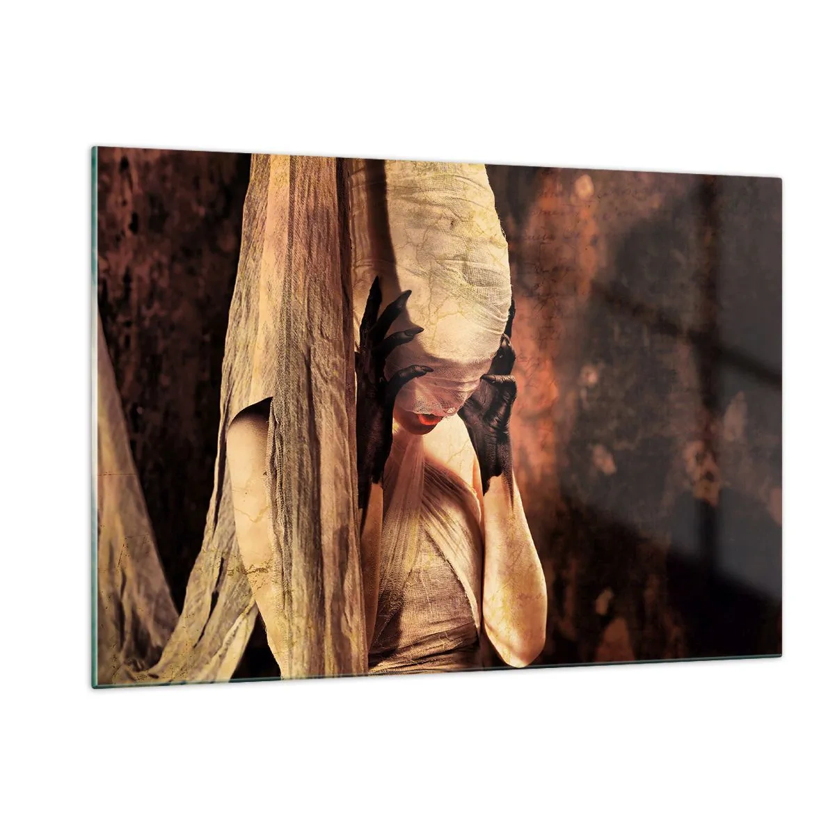 Billede på glas - Mellem godt og ondt - 120x80 cm