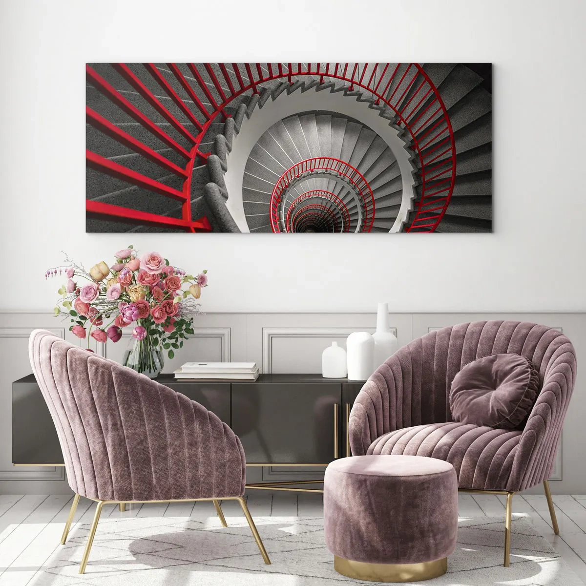 Billede på glas - Arkitektoniske lege - 100x40 cm