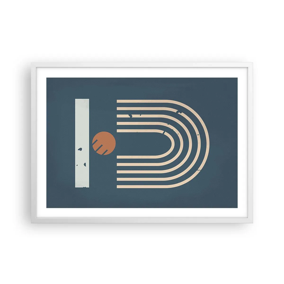 Plakat i hvid ramme - Geometri på granatæble - 70x50 cm