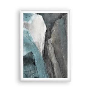 Plakat i hvid ramme - Abstraktion: klipper og is - 70x100 cm